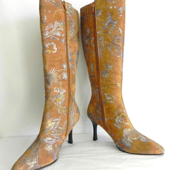 Cami Shoes - SALE! Cami Suede Floral Print 3" Heeled Boots